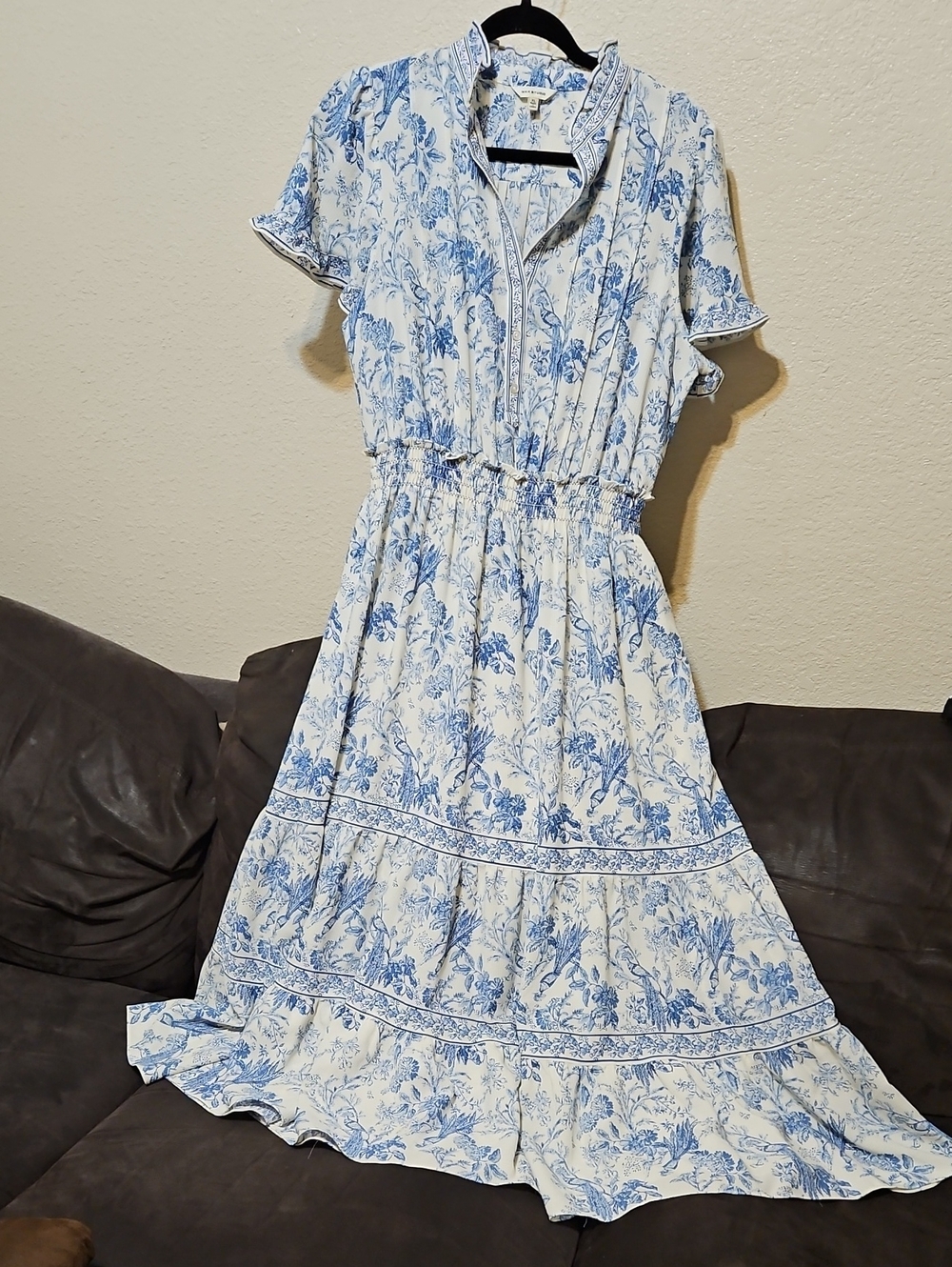 Max Studio Blue and White Floral Maxi Dress